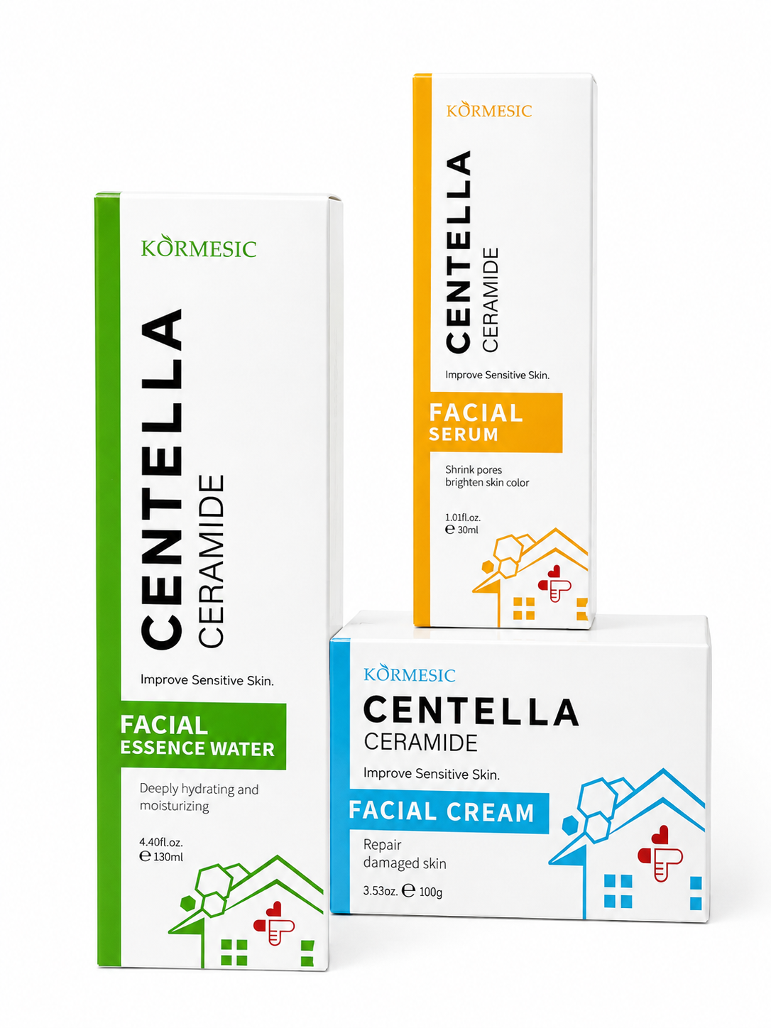 KŌRMESIC „Centella Ceramide“ veido priežiūros rinkinys